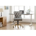 thumbnail image 3 of Guyou Modern Swivel Office Chair, Velvet Fabric Button Tufted And Nailhead Trim Accent Chair With Upholstery, Grey, 3 of 12