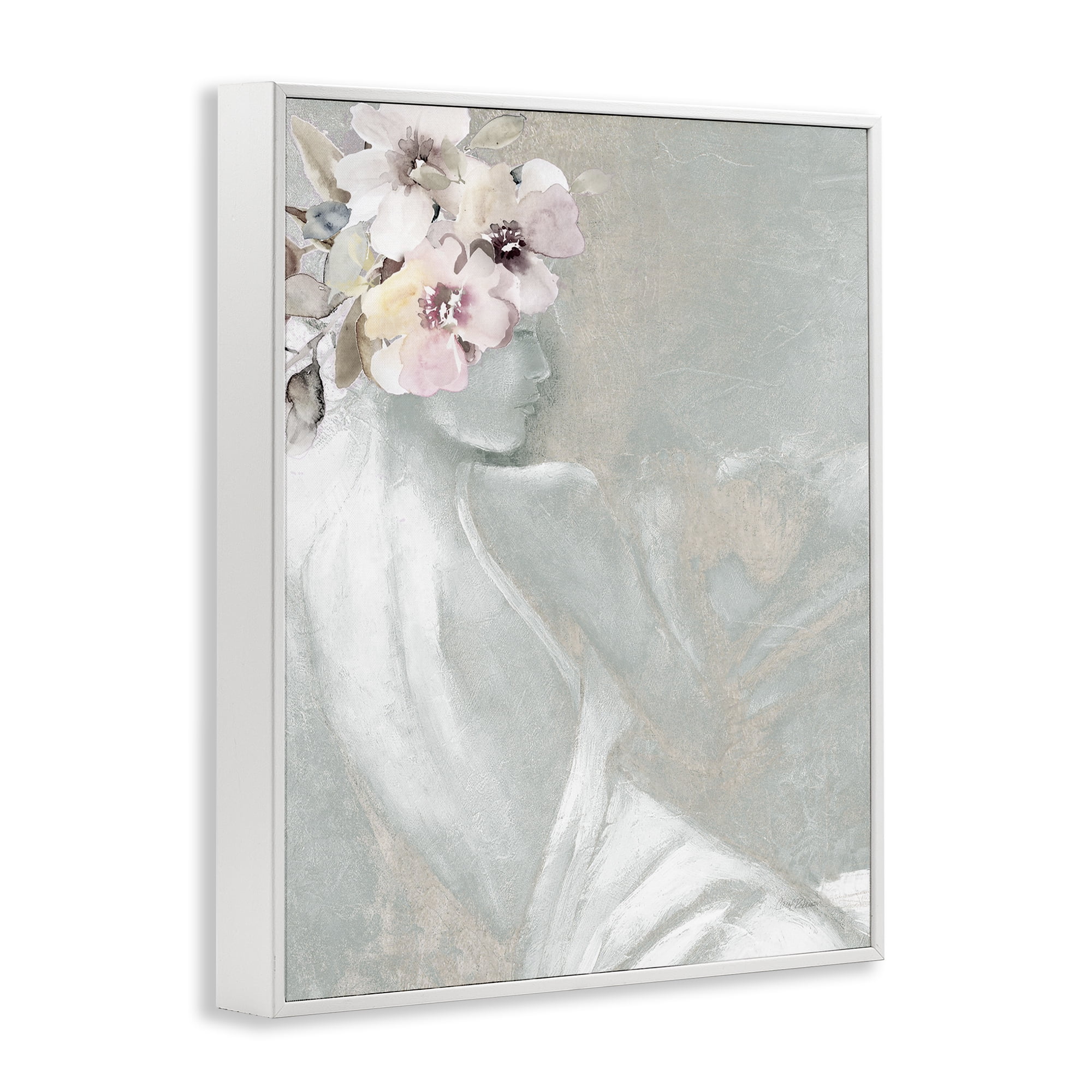 Stupell Industries Chic Floral Woman Novelty Painting White Framed Art Print Wall Art, 11 x 14