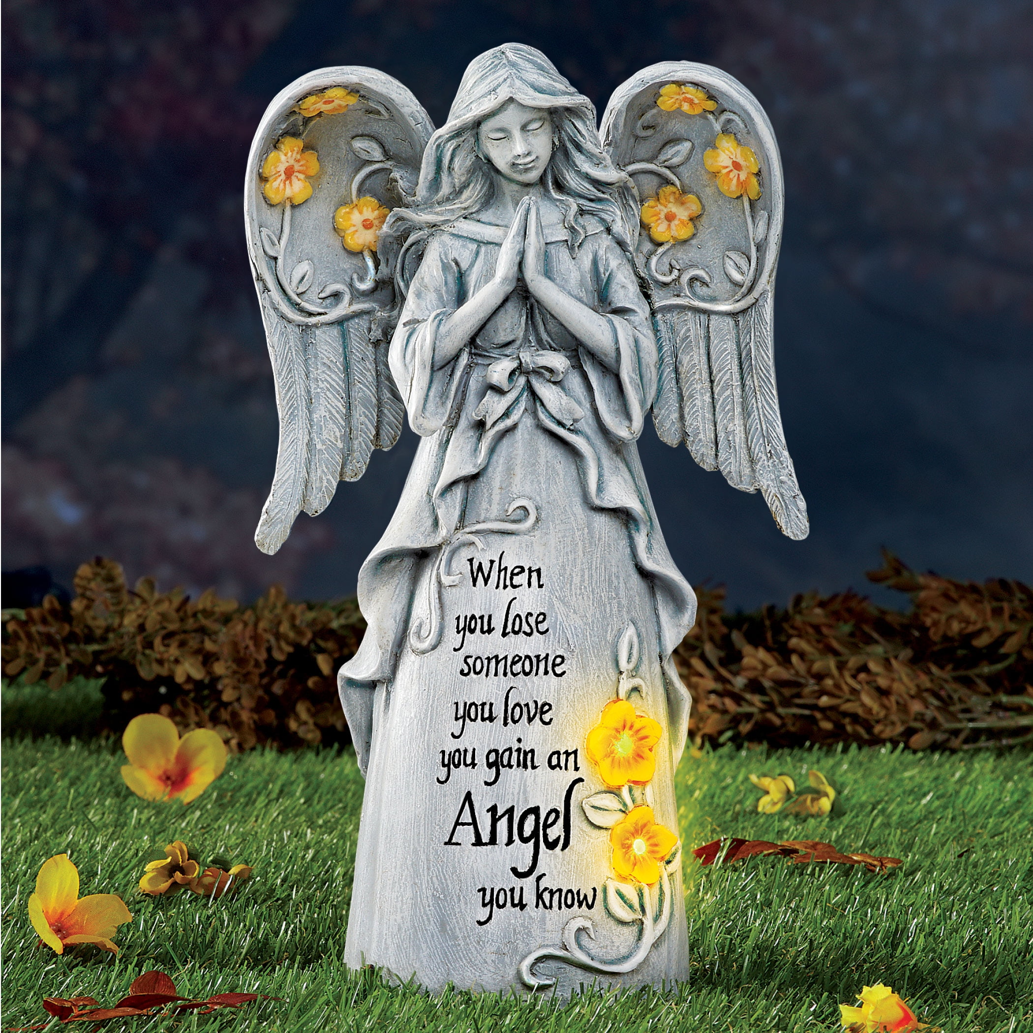 Collections Etc. Solar Powered Angel Memorial Statue for Home Garden