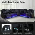 thumbnail image 3 of Recliner Sofa Sectional Couches with LED Light for Living Room,Leather Reclining Corner Sectional Sofa with 3 Recliner Seats,Cup Holder,Storage Console for House/Home Theater, Black, 3 of 7