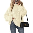 thumbnail image 1 of Suéter PRETTYGARDEN para mujer, tejido oversized con trenzas, beige, talla XL, 1 of 6