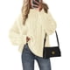 thumbnail image 1 of Suéter PRETTYGARDEN para mujer, tejido oversized con trenzas, beige, talla XL, 1 of 6