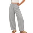 thumbnail image 2 of FRSASU Girls Loose Fit Wide Leg Pants Casual Baggy Trousers with Pockets Lightweight Summer Sweatpants for Kids Gray, 2 of 9