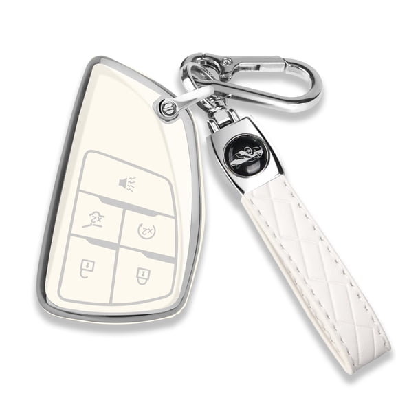 for Chevy Key Fob Cover with Keychain Soft TPU Protection Case Compatible with 2021-2026 Chevy Equinox Blazer Tahoe Suburban GMC Yukon Denali Silverado 5-Buttons