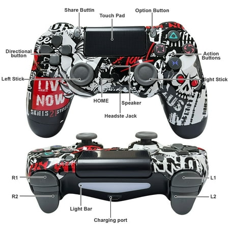 Wireless Game Controller Joystick Compatible with PS4/ Slim/Pro with Dual Vibration (Red Eyes)