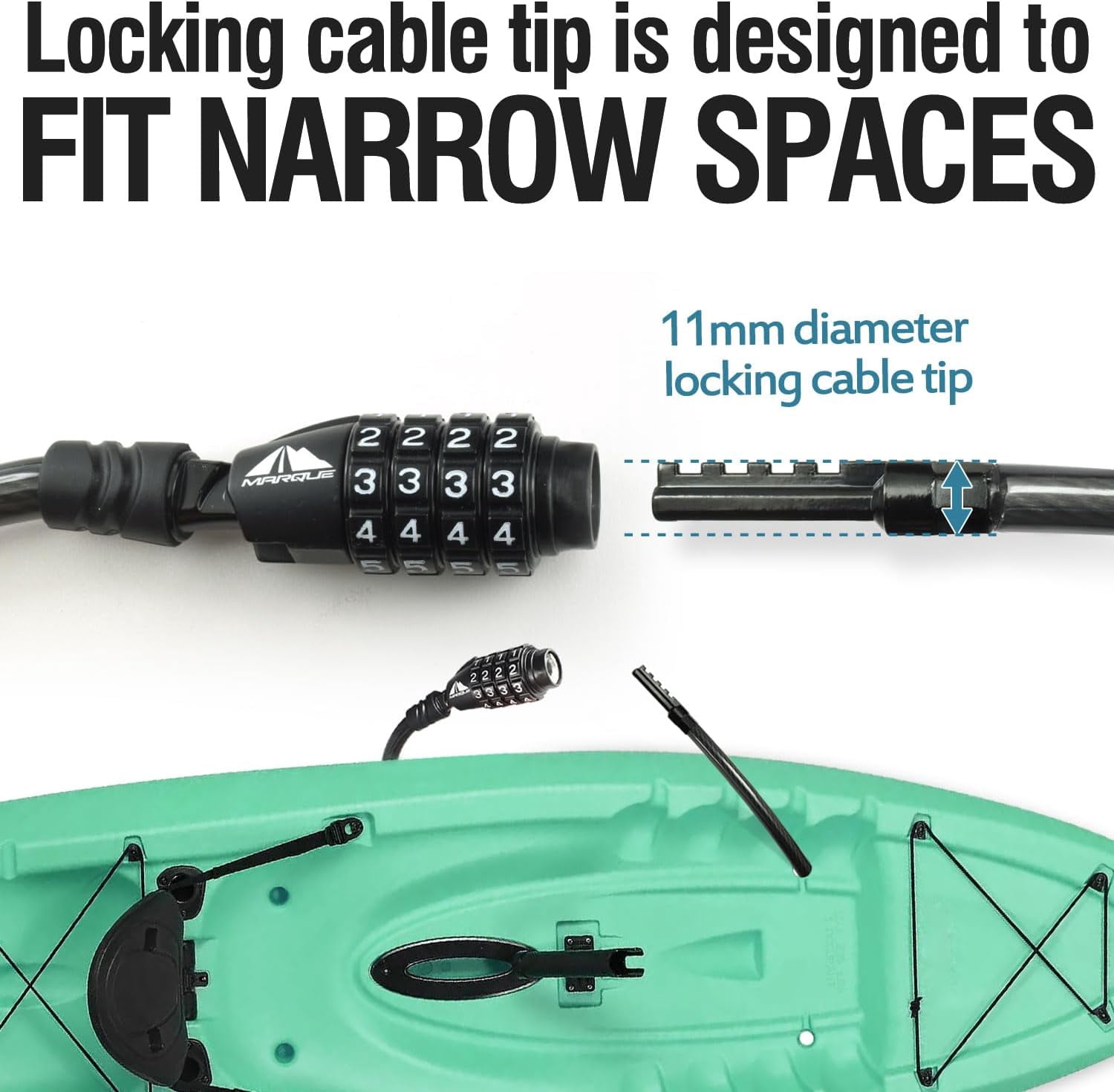 Straight Combination Bike Lock Cable - 3/8 inch (5FT, 10FT, 15FT, 25FT) Resettable Combination Lock, Anti-Theft Security Cable for Bicycles, Kayaks, Paddle Boards and Outdoor Gear (10 FT)