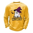 thumbnail image 2 of Hearthz S-5XL Ghost Pumpkin Spider Web Graphic Men Sweatshirt Waffle Knit Long Sleeve Shirts for Men Cotton Halloween Fall Mens Lightweight Pullover, 2 of 5