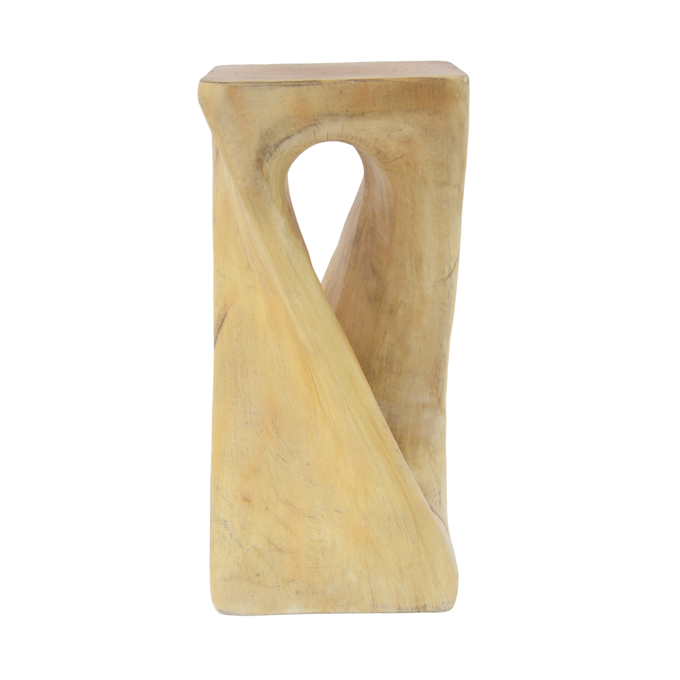 Christopher Knight Home 26.8" Natural Wood Twist Shape Design MGO Outdoor Side Table, Natural