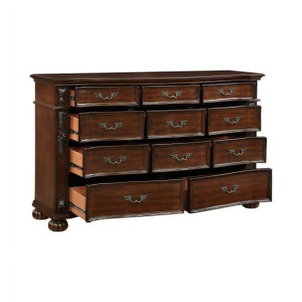 Traditional Adelina Dresser with Serpentine Front and Cherry Finish
