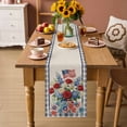 thumbnail image 2 of 4th of July Floral Table Runner 70 Inches, Vintage Roses Blue Plaid Patriotic Bed Runner Dresser Scarves Tabletop for Indoor Outdoor Parties/Ceremony/Banquet, 13" x 70", 2 of 9