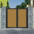 thumbnail image 6 of Mondaria Wood Plastic Privacy Double Fence Gate 6ft(H) x 6ft(W), Metal Frame with Knob Kits, Durable Composite Outdoor Gate,Yellow Teak, 6 of 6