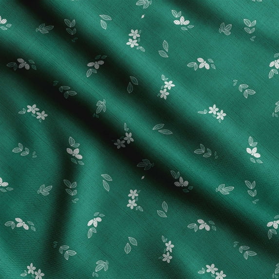 Soimoi Floral & Leave Printed, Poly Canvas Fabric, Decor Sewing Fabric by The Yard 56 Inch Wide,Decorative Fabric for Curtains Tote Bags, White & Green
