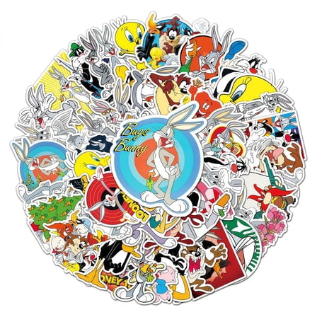 50 PCS For Looney Theme For Tunes Water Bottle Stickers for Teens,Waterproof Vinyl Holiday Party Stickers for Skateboard,Suitcases, Laptop Stickers for Girls Boys Gift