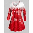 thumbnail image 2 of Camiseta de Henley de Talla Grande de Navidad de Estampado de Copo de Nieve Rosegal  Mangas largas de talla grande, 2 of 5