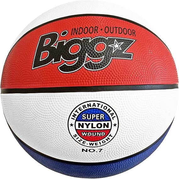 Biggz Official 7 Basketballs - Red/White/Blue, 6 Pack, 2-Ply Internal Pressure-Lock Butyl Bladder, Improved Grip, Enhanced Control, All-Court Performance