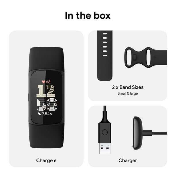 Fitbit Charge 6 Small Fitness Watch, Black Aluminum Case