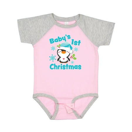 

Inktastic Baby s 1st Christmas with Cute Penguin and Snowflakes Gift Baby Boy or Baby Girl Bodysuit