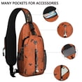 thumbnail image 2 of Sling Backpack,Halloween Spider Web and Bats Crossbody Bag with Water Bottle Holder,Waterproof Sling Bag for Men/Women with Chest Phone Holder for Hiking,Travel, 2 of 6