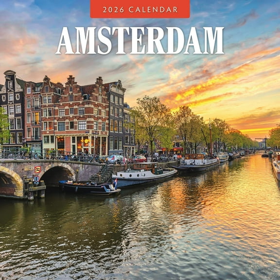 Red Robin 2026 Amsterdam Monthly Wall Calendar | 12" x 24" Open | Premium Thick & Sturdy Paper | Hangable 12 Month Calendar | Lined Notes & To Do Area | Vivid Images | Plastic Free