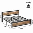 thumbnail image 2 of Metal Platform Bed Frame with Rustic Wood Headboard & Footboard, 14" Mattress Foundation, 700 lbs Weight Capacity, No Box Spring Needed, 2 of 7