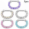 thumbnail image 2 of Bangcool Barbell Nose Ring Rhinestone 5PCS Alloy Nose Septum Hoop Nose Piercing Jewelry, 2 of 10
