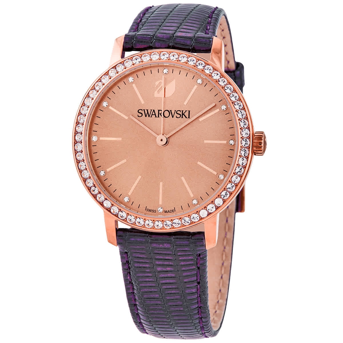 swarovski octea sport zebra swiss made women's black watch 50 meters 5040563