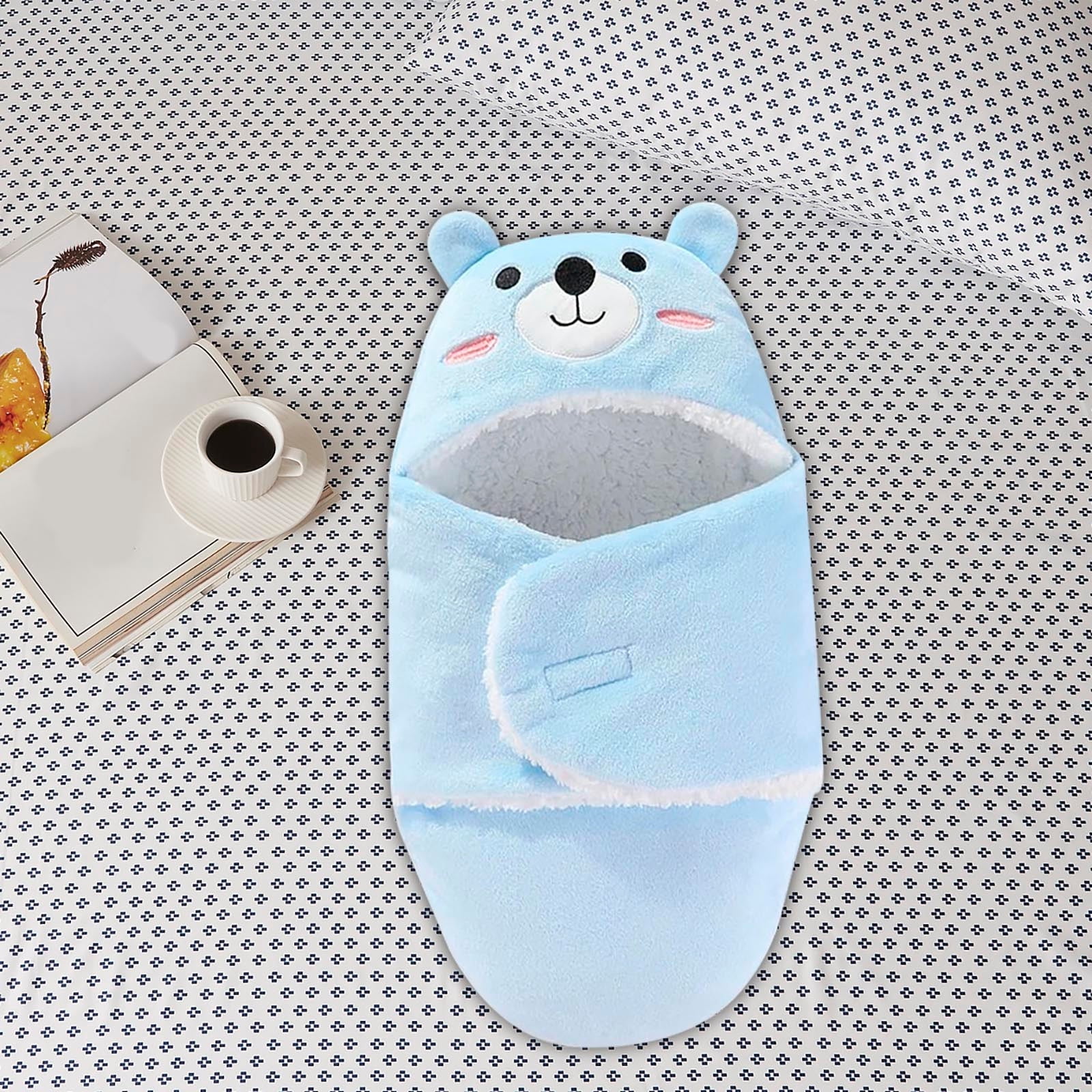 Swaddle Blanket 32.2In Secure Adjustable Wrap Sleep Sack Machine Washable Multi-Purpose Nursing Cover Burp Cloth Changing Mat Play Mat Home Use Holiday Gift Party Present Comfortable Wrap Blanket