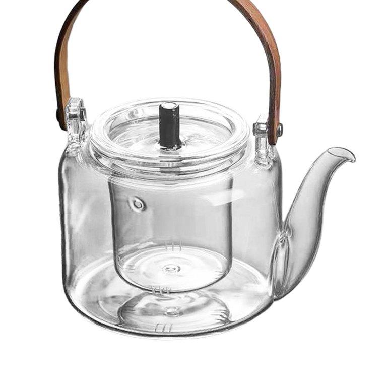 Hand Blowe Borosilicate Glass Teapot Resistant Leaf Tea Transparent Clear 