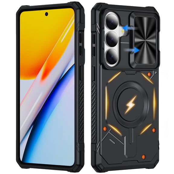 for Samsung Galaxy S26 Case with Sliding Camera Cover, Compatible with MagSafe, Rugged Shockproof Bumper Cases Heavy-Duty Magnetic Protective Phone Cover for Samsung Galaxy S26, Black