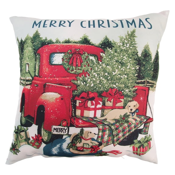 Mainstays 16" x 16" Reversible Decorative Outdoor Throw Pillow, Red Truck