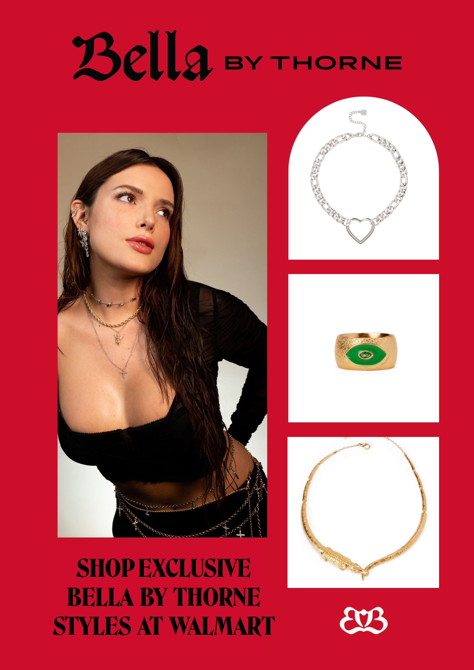 Bella by Thorne Heart CZ Tennis Adult Necklace, Gold/Clear