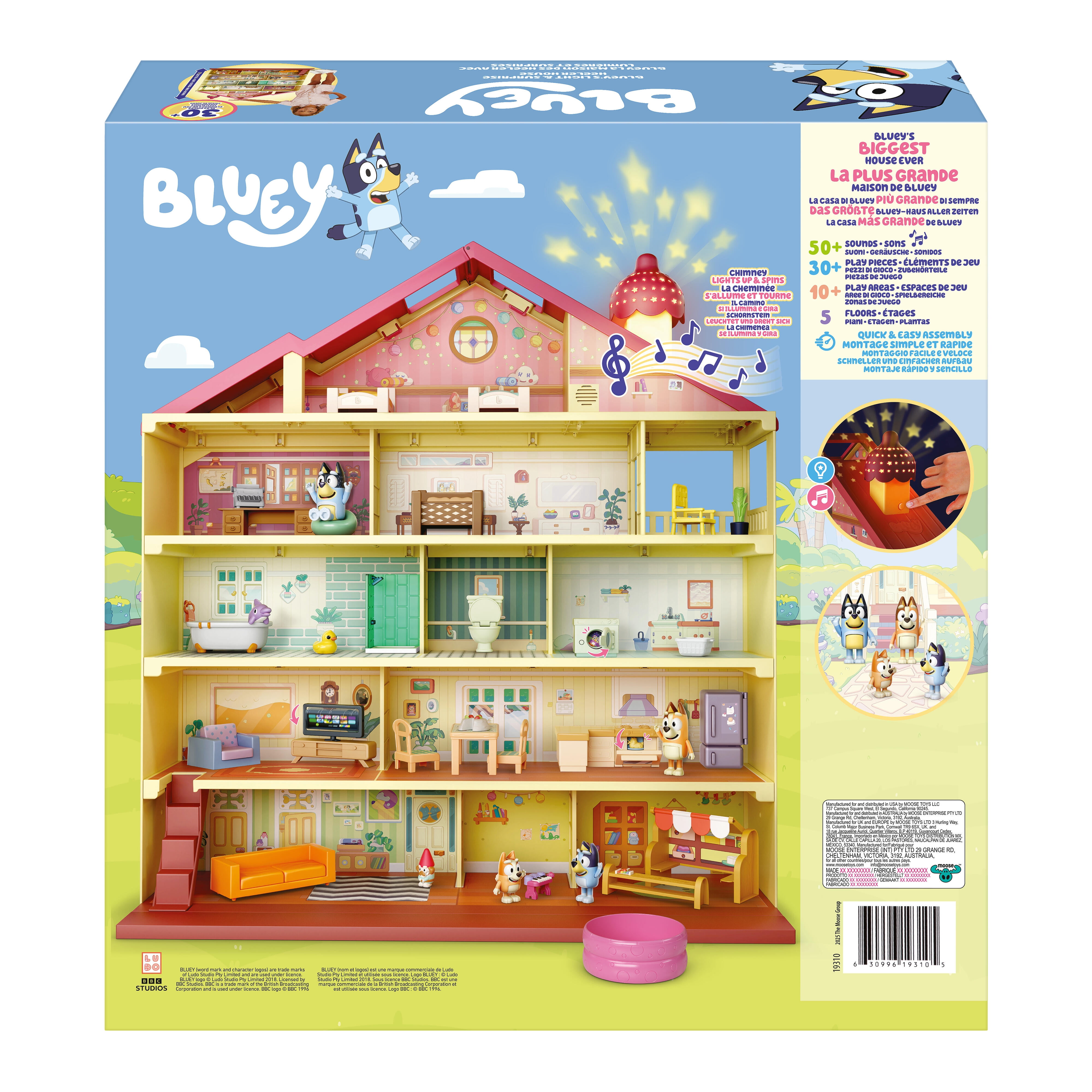 Bluey's Light and Surprise Heeler House, Biggest Ever at 21" Tall! 10+ Play Areas, 50+ Sounds, 30+ Play Pieces, Fun Interactive Toy for Kids Ages 3+