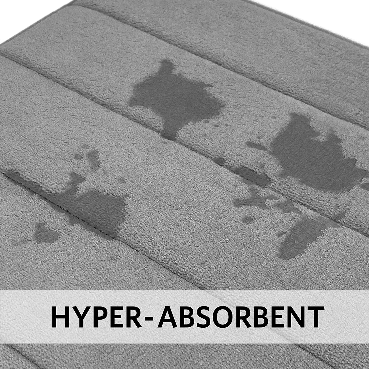 Microdry CoreTex Memory Foam Bath Mat with GripTex Base, 21"x34", Charcoal