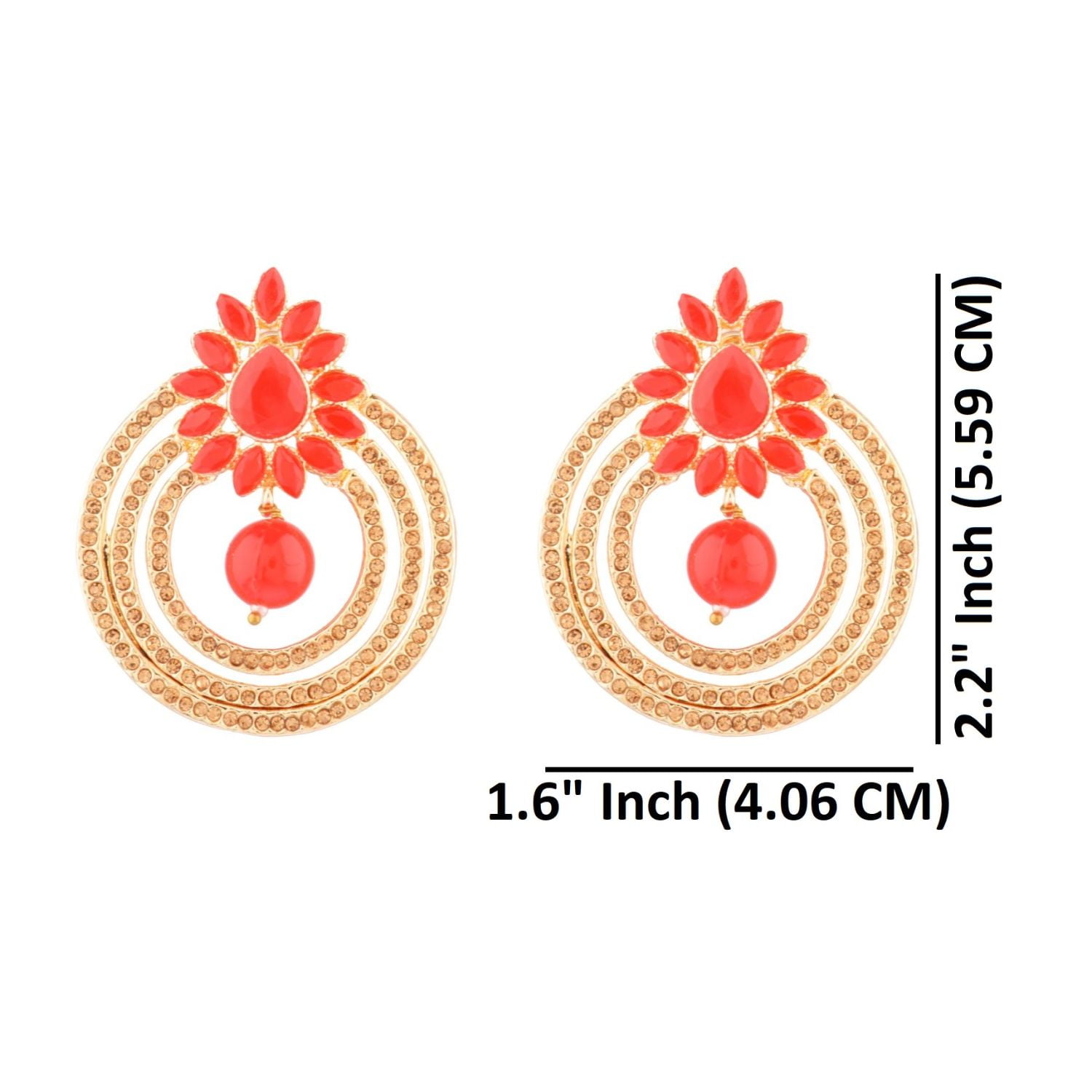 Efulgenz Crystal Austrian Stone Earrings Round Hoop Style Big Stud Earring  Indian Jewellery for Women Girls, Red - Walmart.com