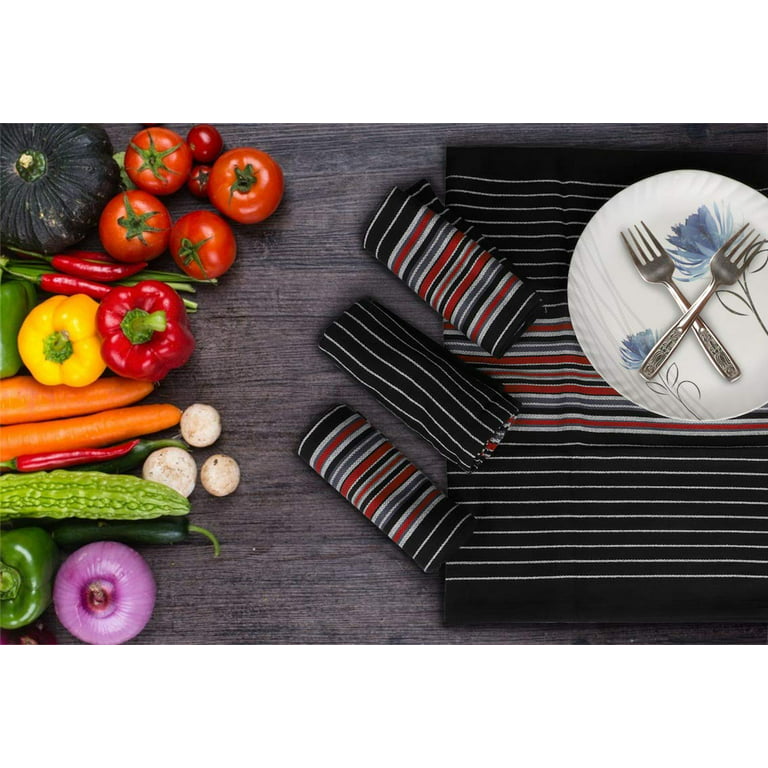 Urban Villa Kitchen Towels, Premium Quality, Cotton Dish Towels,Mitered  Corners,Ultra Soft (Size: 20X30 in),Multi Color Waffle Stripes, Highly