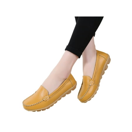 

Woobling Ladies Loafers Comfort Nursing Shoes Slip On Moccasins Womens Boat Shoe Lightweight Flats Non-slip Nonslip Khaki-2 6