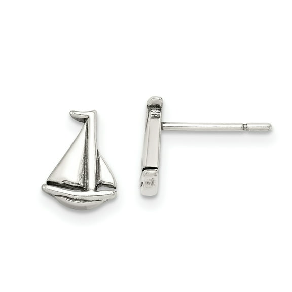 Primal Silver Sterling Silver and Antiqued Sailboat Post Earrings