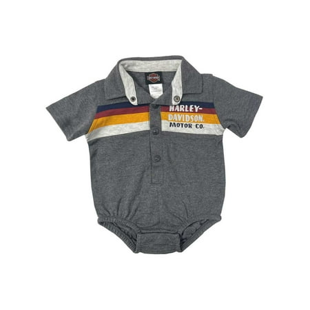 

Harley-Davidson Baby Boys Striped Workshop Short Sleeve Newborn Creeper (3/6M) Harley Davidson