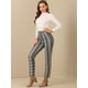thumbnail image 3 of Pantalones de Tobillo Allegra K A Cuadros Para Mujer Verde XL, 3 of 5