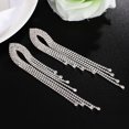 thumbnail image 2 of Strass Silver Earrings with Chains - Sparkling White Rhinestones Silver, 2 of 4