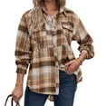 thumbnail image 3 of Fall Cardigans for Women 2022 Plaid Shacket Jacket Fall Flannel Shirt Jacket Casual Button Down Wool Blend Jacket Coat, 3 of 6