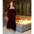 thumbnail image 4 of Women's Velvet 2-Piece Outfit Off-Shoulder Tube Top & Long Sleeve Cardigan Set Bodycon Party Dress, 4 of 7