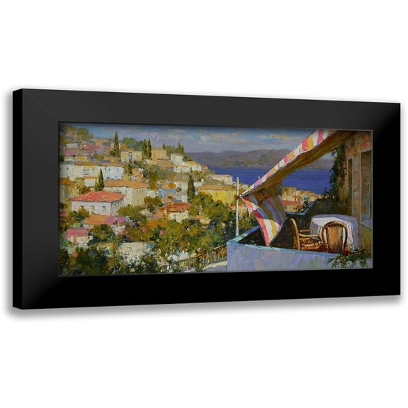 Obuchovsky, Yury 14x9 Black Modern Framed Museum Art Print Titled - Town by the Sea