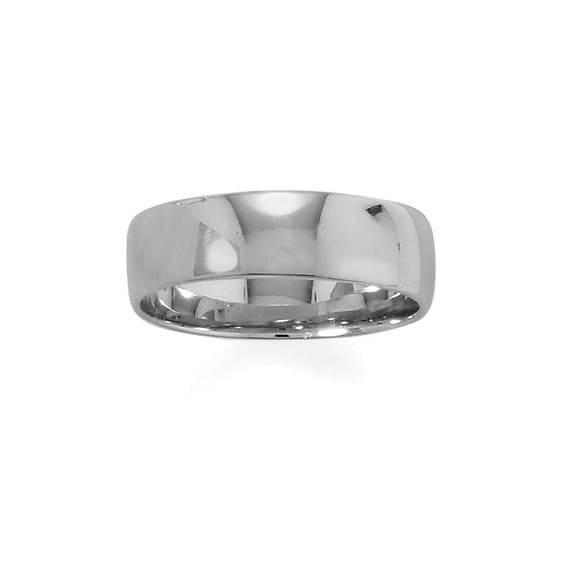 925 Sterling Silver Rhodium Plated 6mm Band 6mm Size 6 Ring for Women and Men - In Sterling Silver