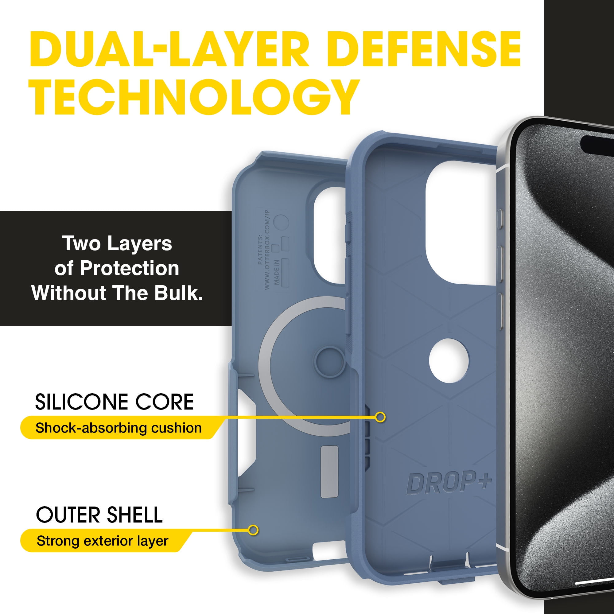 OtterBox iPhone 15 Pro Commuter Series Case - MagSafe Edition - Blue, Slim & Tough, Pocket-Friendly, with Port Protection - Crisp Denim