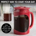 thumbnail image 2 of Burke Deluxe Cold Brew Iced Coffee Maker, Comfort Grip Handle, Durable Glass Carafe, Removable Mesh Filter, Perfect 6 Cup Size, Dishwasher Safe, 1.6 qt, Red, 2 of 4