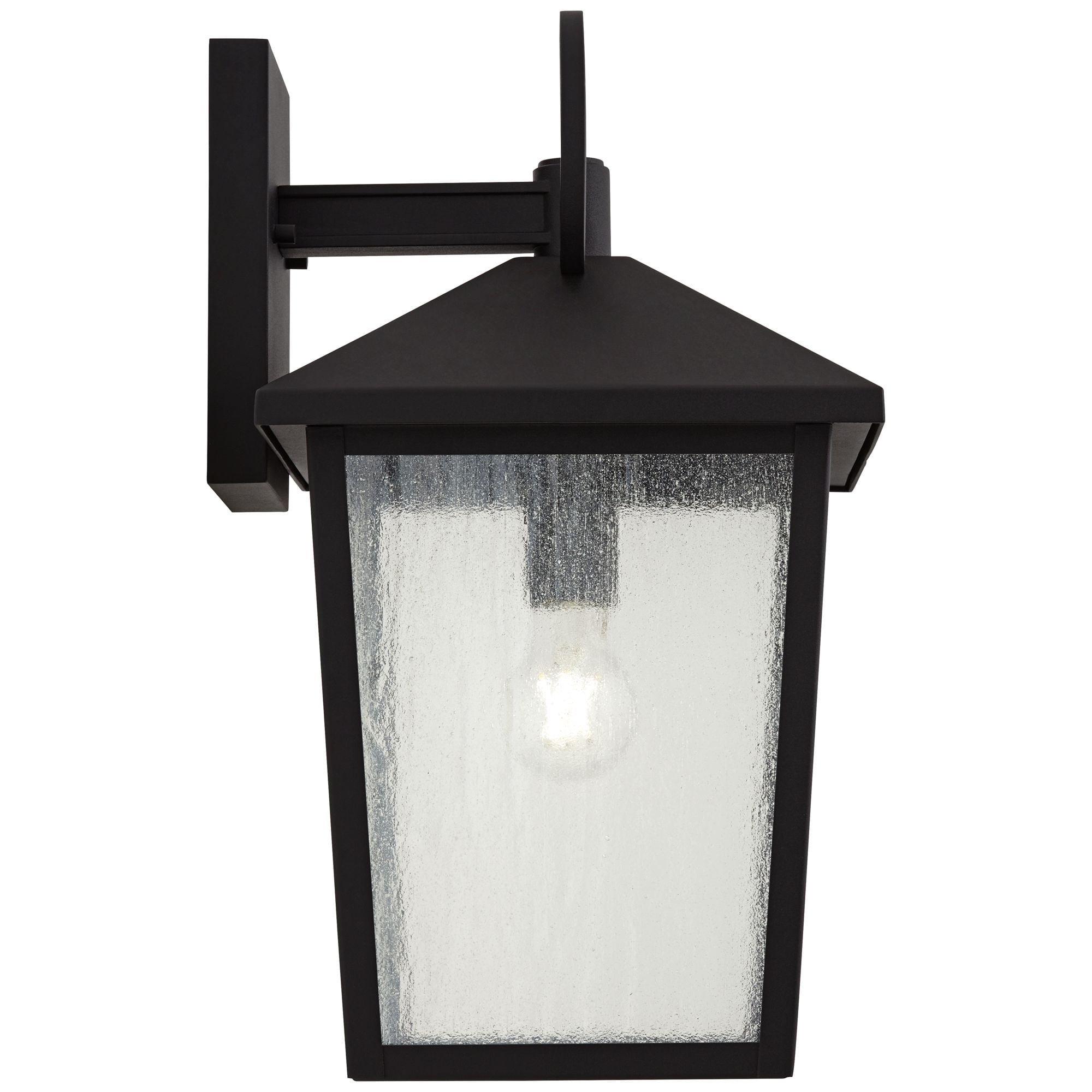 John Timberland Westmont 18" High Modern Outdoor Wall Light Fixture Mount Porch House Weatherproof Sand Black Aluminum Glass Shade