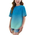 thumbnail image 6 of Ashirexll Girls Shirts, Summer Top, 5-15 Years Girls and Boys Fashion Gradient Color Printed T-shirts Loose Soft Short Sleeve Round Neck Summer Shirts, 6 of 7