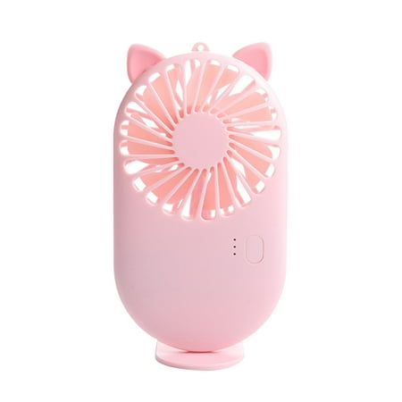 

USB Rechargeable Cooling Fan Handhold Silence Fan Portable Mini Fan for Home Office School (Pink Cat)