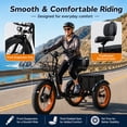 thumbnail image 3 of BROOBY Folding Electric Tricycle for Adults, 500W Motor 1000W Peak 3 Wheel Electric Bike with 48V 15Ah Removable Battery, 20" x 4.0 Fat Tires, 7-Speed Electric Trike with Front & Rear Baskets, 3 of 9